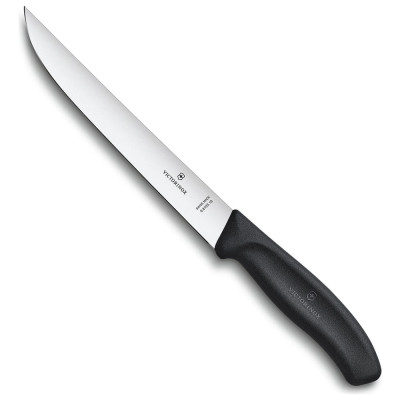 Разделочный нож Victorinox узкое прямое лезвие 18 см, черный, в блистере 6.8103.18B
