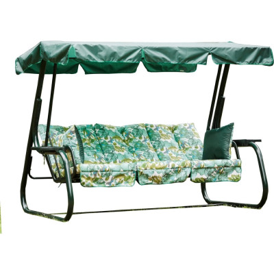 Садовые качели OLSA Родео-2 3-х местные, каркас зеленый, зеленый, рисунок листья с1111