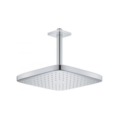 Верхний душ Grohe Tempesta 250 CUBE, квадратный + душевой кронштейн потолочный 142 мм, хром 26683000