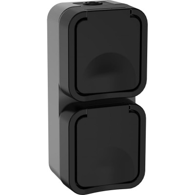 Розетка IEK Tors 2-ая с з/к кр. вертикальная 16а ip55 ts132 графит TS-R26-16-55-V-K53