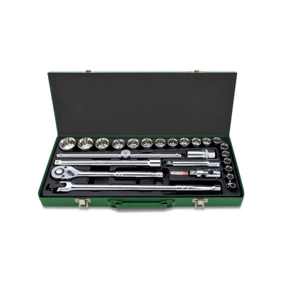 Набор головок и аксессуаров TOPTUL 1/2 DR 12-гранных дюймовых 5/16 DR-1-1/4 DR, 25 предметов в металлическом кейсе GCAD2514