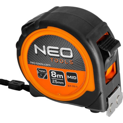 Рулонная стальная рулетка NEO TOOLS 8 м, 25 мм, магнит 67-111-1