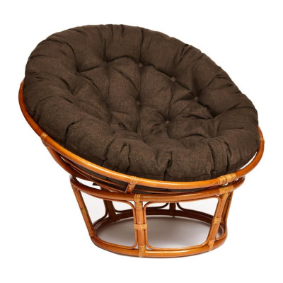 Кресло Tetchair "PAPASAN" 23/01 W, с подушкой, диаметр подушки 125 см, 115x101x104 см, Cognac (коньяк), ткань коричневый, 3М7-147 13731