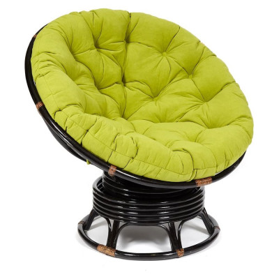 Кресло-качалка Tetchair PAPASAN w 23/01 B / с подушкой / Antique brown (античный черно-коричневый), флок Олива, 23 13754