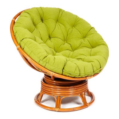 Кресло-качалка Tetchair PAPASAN w 23/01 B / с подушкой / Cognac (коньяк), флок Олива, 23 13755