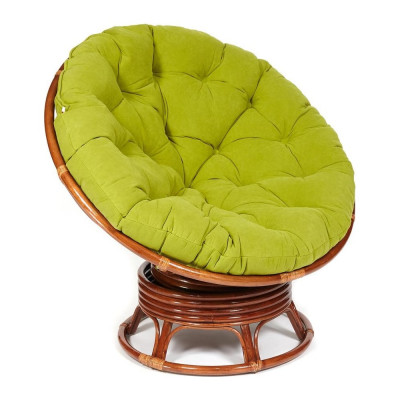 Кресло-качалка Tetchair "PAPASAN" w 23/01 B / с подушкой / Pecan (орех), флок Олива, 23 13757