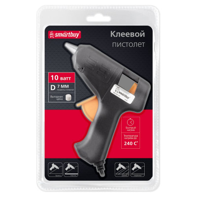 Пистолет клеевой электрический Smartbuy 10 Вт, D=7 мм, алюмин.сопло, шнур 1 м, tools SBT-GG-101