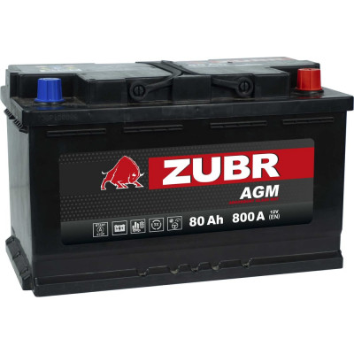 Аккумуляторная батарея AGM 80Ah R+ ZUBR ZA800