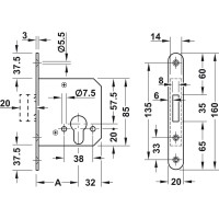 Врезной замок Hafele PZ серебристый 55/20 911.22.698