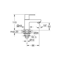 Вентиль для раковины GROHE Eurocube, без функции смесителя, хром 23137000