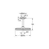 Верхний душ Grohe Tempesta 250 CUBE, квадратный + душевой кронштейн потолочный 142 мм, хром 26683000