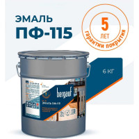 Эмаль Bergauf пф-115 алкидная для деревянных, металлических и бетонных поверхностей светло-серая, 6 кг 71507