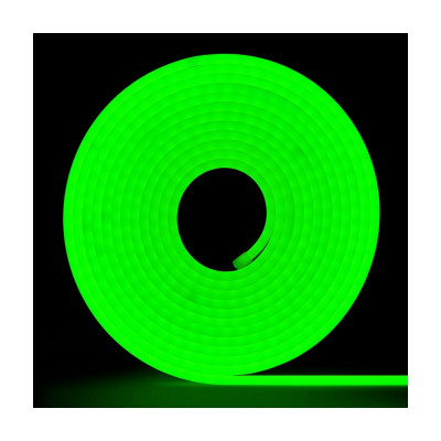 Неоновая светодиодная лента MAKSILED 5м, 6x12мм, 12В, 10.5Вт/м, 100 led/m, ip33, рез 10мм (силикон), зеленый, ML-NF-10-6mm-Green