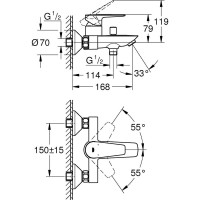 Смеситель для ванны Grohe Start Edge QuickFix хром 24198001