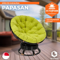 Кресло-качалка Tetchair PAPASAN w 23/01 B / с подушкой / Antique brown (античный черно-коричневый), флок Олива, 23 13754