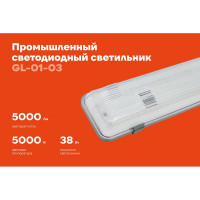Промышленный светодиодный светильник Gigant 38Вт/1270 мм, 5000Лм Прозрачный IP65 GL-01-03