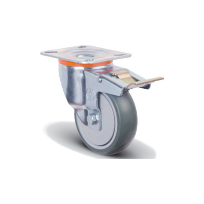 Колесо аппаратное с подшипником поворотное с тормозом 125 мм MFK-TORG EM01-MBT-125-F
