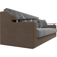 Прямой диван Лига диванов книжка Сенатор основа рогожка серая, компаньон рогожка коричневая 110134