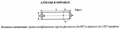 Алмаз в оправе 3908-0124, d7.0, l18мм, угол 120гр., 0,25 карата (шт)