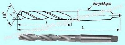 Сверло d 40,0х80х230 к/х р6м5 укороченное с коррозией (шт)