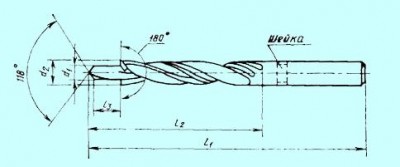 Сверло м12 (d14,0 и d10,2) 180° ц/х р6м5 