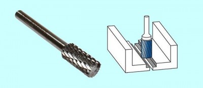 Борфреза цилиндрическая d10х20х6х65 р6ам5 х-образн. насечка 