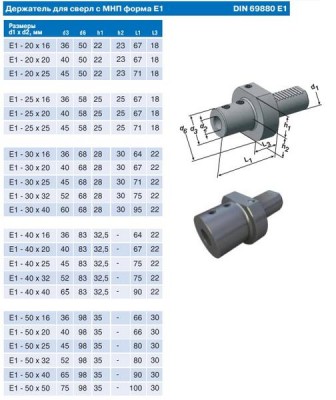 Держатель для корпусных сверл е1-40х16 с хвостовиком vdi40-3425 din69880 