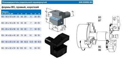 Резцедержатель радиальный в3-40х25х44 правый перевернутый с хвостовиком vdi40-3425 din69880 