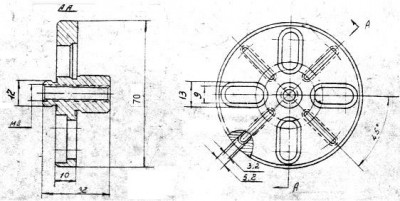 Фланец установочный d 70х 10 d18мм под паз 8мм (дспм3-16) (шт)