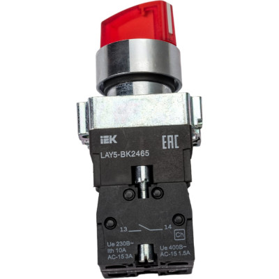 IEK Переключатель LAY5-BK2465 2 положения красный ИЭК BSW90-BK-2-K04
