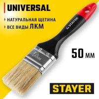 Плоская кисть STAYER Professional Universal светлая натуральная щетина, деревянная ручка, 50мм, 2" 0104-050