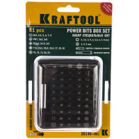 Набор бит с адаптером в пластиковом боксе KRAFTOOL Grand-16 61 предмет, Cr-V 26140-H61