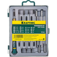 Набор отверток для точных работ с насадками KRAFTOOL в боксе, 12 предметов 25611-H12
