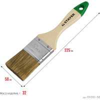 Плоская кисть STAYER LASUR смешанная щетина, деревянная ручка, для высокотекучих ЛКМ, 50мм, 2", 01031-50