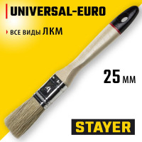 Плоская кисть STAYER UNIVERSAL-EURO светлая натуральная щетина, деревянная ручка, 25мм, 1" 0102-025