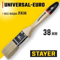Плоская кисть STAYER UNIVERSAL-EURO светлая натуральная щетина, деревянная ручка, 38мм, 1,5" 0102-038