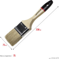Плоская кисть STAYER UNIVERSAL-EURO светлая натуральная щетина, деревянная ручка, 75мм, 3" 0102-075