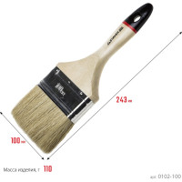 Плоская кисть STAYER UNIVERSAL-EURO светлая натуральная щетина, деревянная ручка, 100 мм, 4" 0102-100