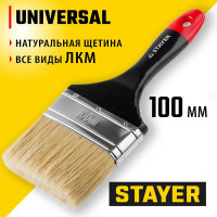 Плоская кисть STAYER Professional Universal светлая натуральная щетина, деревянная ручка, 100мм, 4" 0104-100