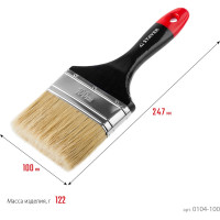 Плоская кисть STAYER Professional Universal светлая натуральная щетина, деревянная ручка, 100мм, 4" 0104-100