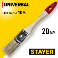 Плоская кисть STAYER UNIVERSAL светлая натуральная щетина, деревянная ручка, 20мм, 3/4&quot; 0101-020