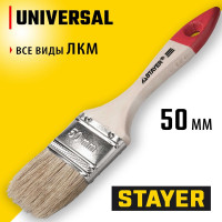 Плоская кисть STAYER UNIVERSAL светлая натуральная щетина, деревянная ручка, 50мм, 2&quot; 0101-050