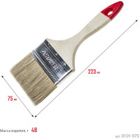 Плоская кисть STAYER UNIVERSAL светлая натуральная щетина, деревянная ручка, 75мм, 3" 0101-075
