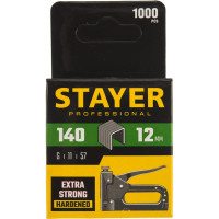 Скобы зеленые закаленные 1000 шт. для степлеров (12 мм; тип 140) "PROFI" STAYER 31610-12