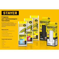 Стержни клеевые прозрачные, универсальные 11х100 мм, 6 шт, STAYER Professional Cristal 0682-H6