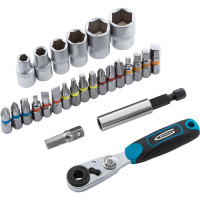 Набор бит и торцевых головок 1/4", магнитный адаптер GROSS 11361