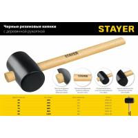Чёрная резиновая киянка STAYER 1100 г 20505-100