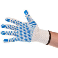 Хлопчатобумажные перчатки ЗУБР Эксперт 12 класс защиты от скольжения, размер L-XL 11451-XL