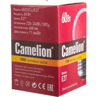 Электрическая лампа накаливания с прозрачной колбой MIC Camelion 60/D/CL/E27, 8973