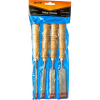 Набор стамесок SPARTA,6-12-18-24 мм, плоские, деревянные рукоятки// 243965